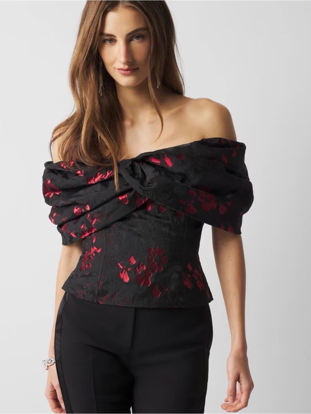 NWT White House Black Market Floral Jacquard Bustier Off-Shoulder Top 6